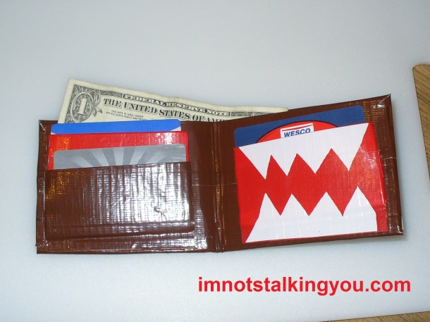 Domo Wallet, made from duct tape, 3 pocket interior